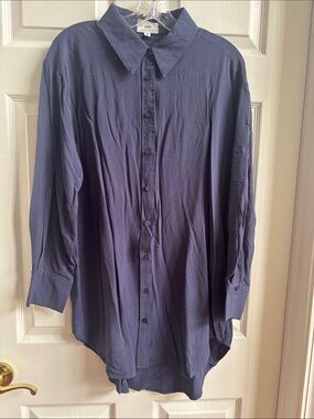 Have Women's Navy Button-Down Oversized Shirt